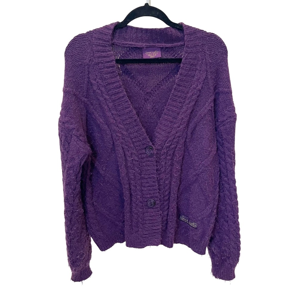 Taylor Swift Speak Now Taylors Version Purple Cardigan M/L Cable Knit Stars